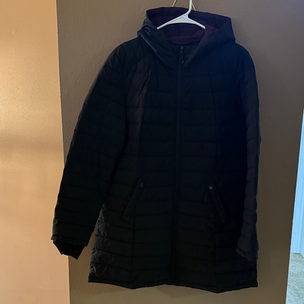 HFX Long Hooded Black Lightweight Puffer